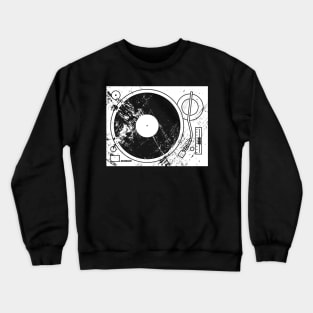 Distressed Vinyl Record Player Turntable Crewneck Sweatshirt